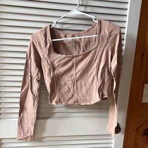 Hollister Long Sleeve Crop Top - Brown